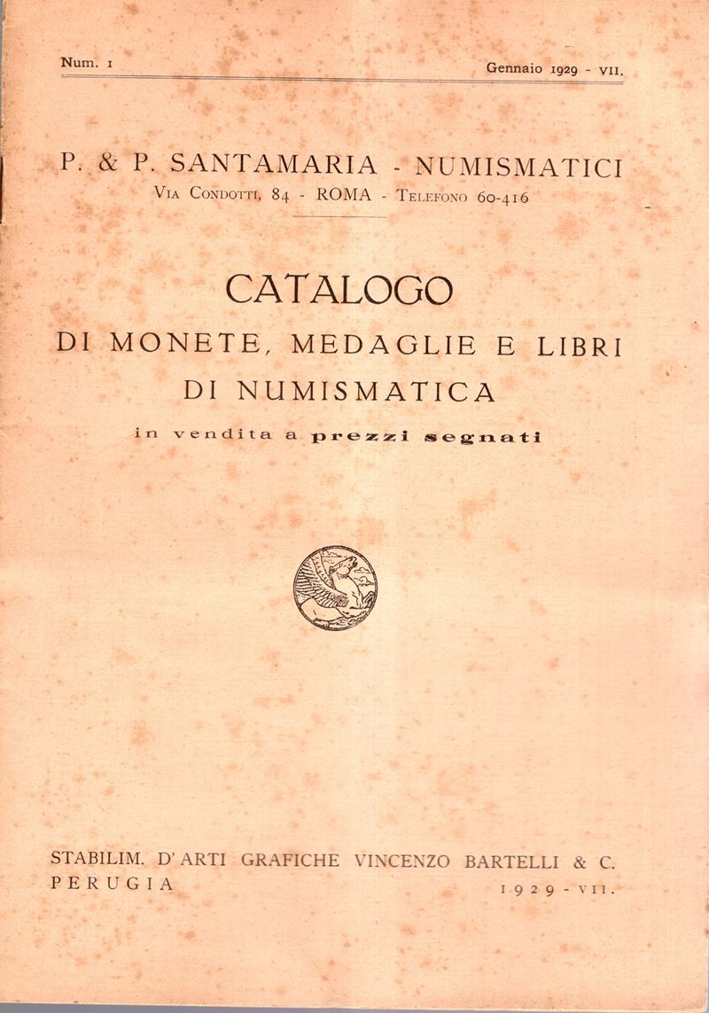 Santamaria P. & P., Roma, Listino n. 1 (1 gennaio 1929)