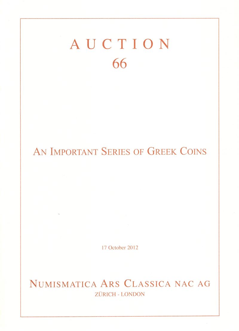 ARS CLASSICA NAC – Auction 66, Zurich, 17 ottobre 2012: catalogo di monete antiche e moderne, con...