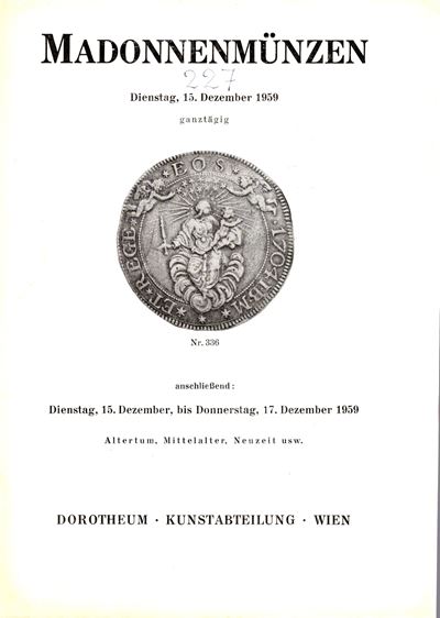 Catalogo numismatico, Madonnenmunzen (monete della Madonna), Vienna 1959