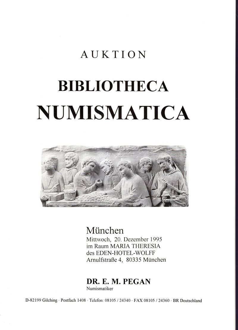 Efrem Pegan, Catalogo d’asta su letteratura numismatica e monete antiche