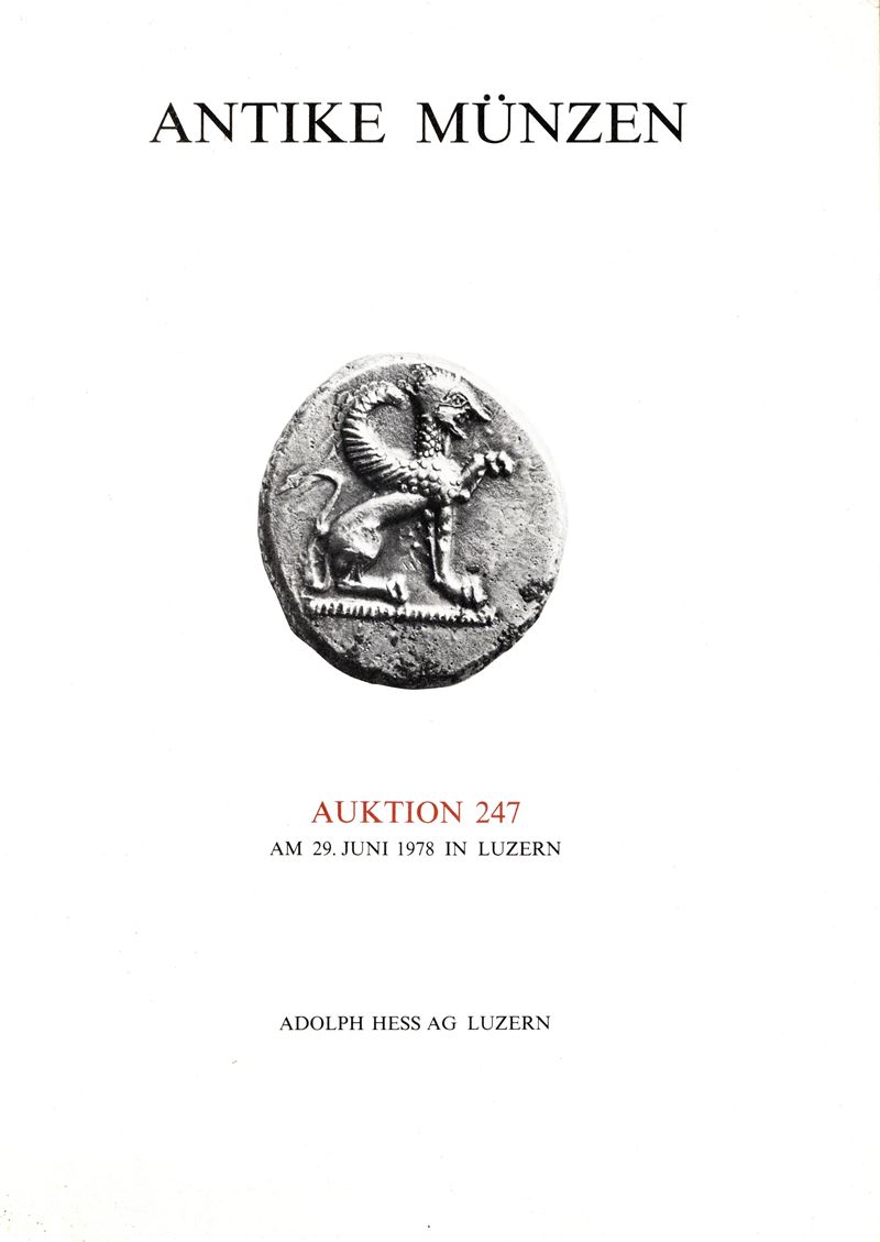 Catalogo d’asta HESS, Antike Munzen (monete antiche) — Aste 247, Lucerna 29 giugno 1978