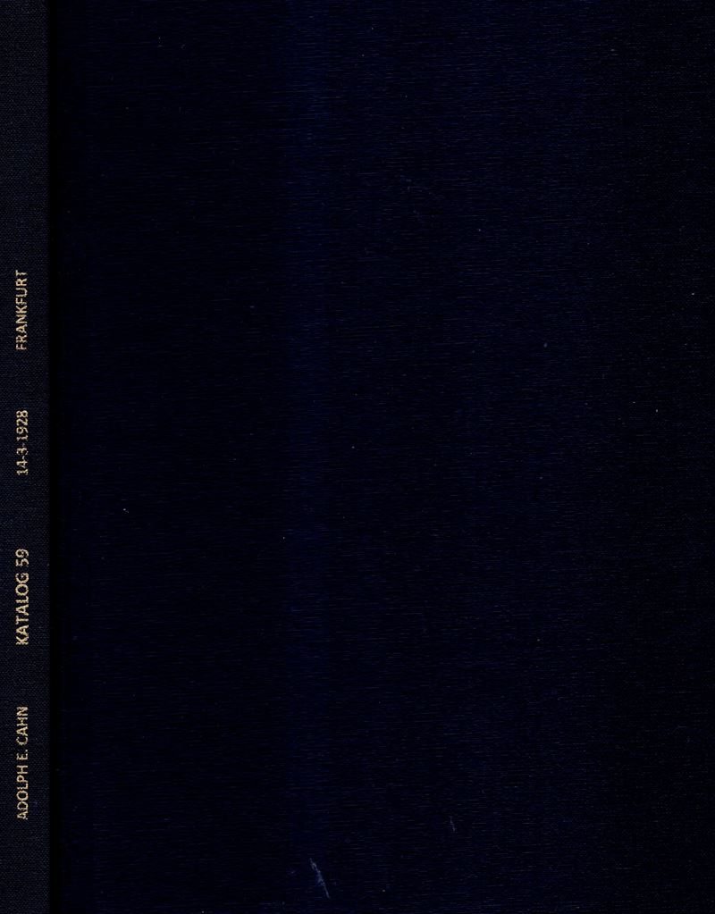 CAHN E. A., Catalogo d’asta «Auktion 59», Monaco/Frankfurt am Main 1928