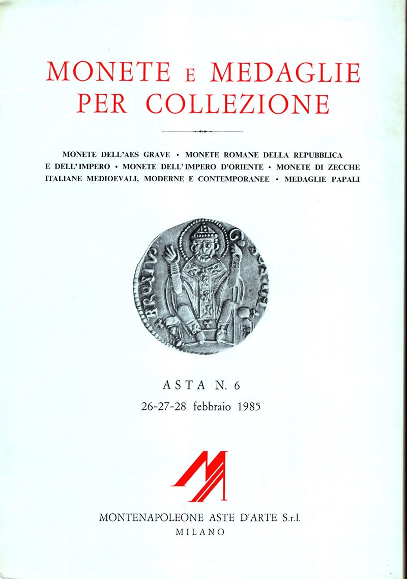 Catalogo d’asta numismatica, Asta 6 – Milano, 26 febbraio 1985