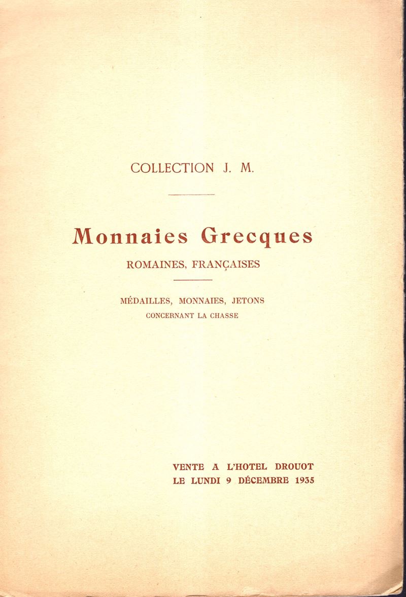 Bourgey, Étienne, Catalogo della collezione “Monnaies grecques, romaines, françaises…” (Parigi, 9...
