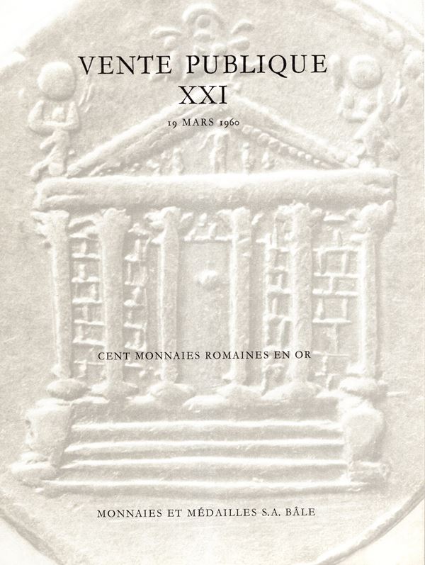 MONNAIES  ET MEDAILLES S. A. Vente n  XXI. Basel, 19 - Mars, 1960. Cent monnaies romaines d'or. Pp. 7, nn. 100, plates 7. rilegatura editoriale, lista prezzi Valutazioni e Aggiudicazioni,  ottimo stato. Spring, 456.