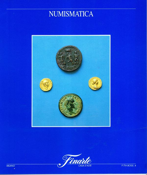 FINARTE asta 995 - Milan, 26\27 - November, 1996. Roman republican and imperial coins. Unpublished collection of colonial and provincial Roman coins, important medallions + 19 coins of the Kingdom with the writing I-II-III. IV year of war. pp 172, nos. 1341, pl. 58 + 7 in color + illustrations in the text. Rel. and in excellent condition. very important collection of Greek-imperial coins.