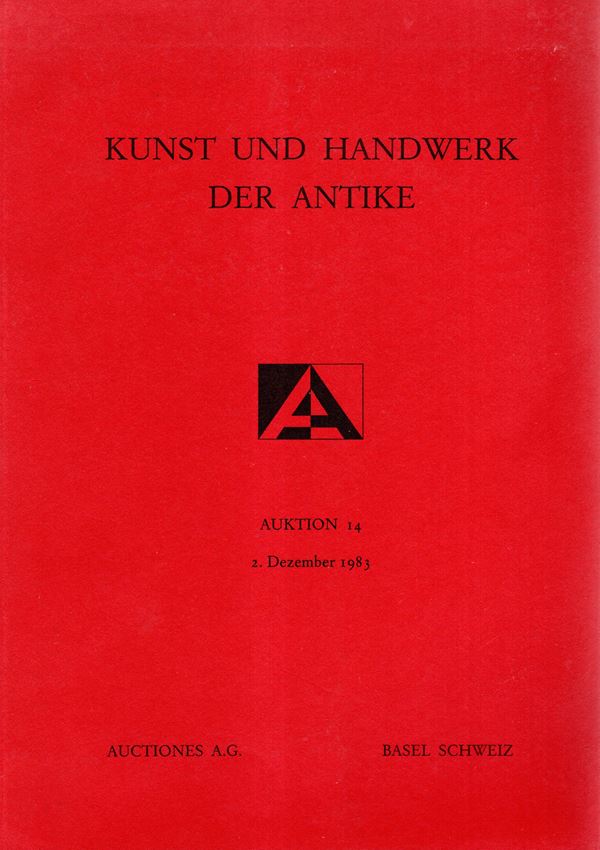 AUCTIONES A.G. n. 14 Basel, 2 Dezember, 1983. Kunst und Handwerk der antike. Nachlasse J.-P. Schindler und Dr Ignaz Herzfeld. Pp 62, lots 300, tutti illustrati. Legatura ed. lista prezzi Valutazioni, ottimo stato.