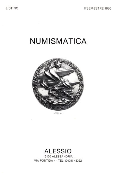 ALESSIO NUMISMATICA, Alessandria – Listino II semestre 1986 (Monete in oro, greche, romane, zecch...