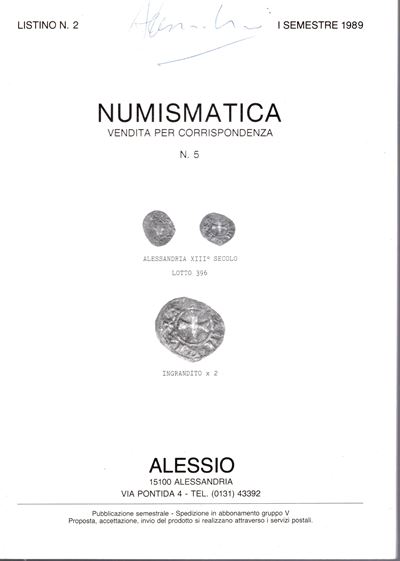 ALESSIO NUMISMATICA, Listino I semestre 1989 (Monete in oro, zecche italiane e medaglie)