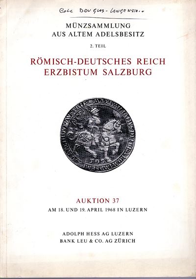 Auktion 37 (Lucerna, 18–19 aprile 1968), HESS A. – LEU BANK. – catalogo di vendita 2 parti