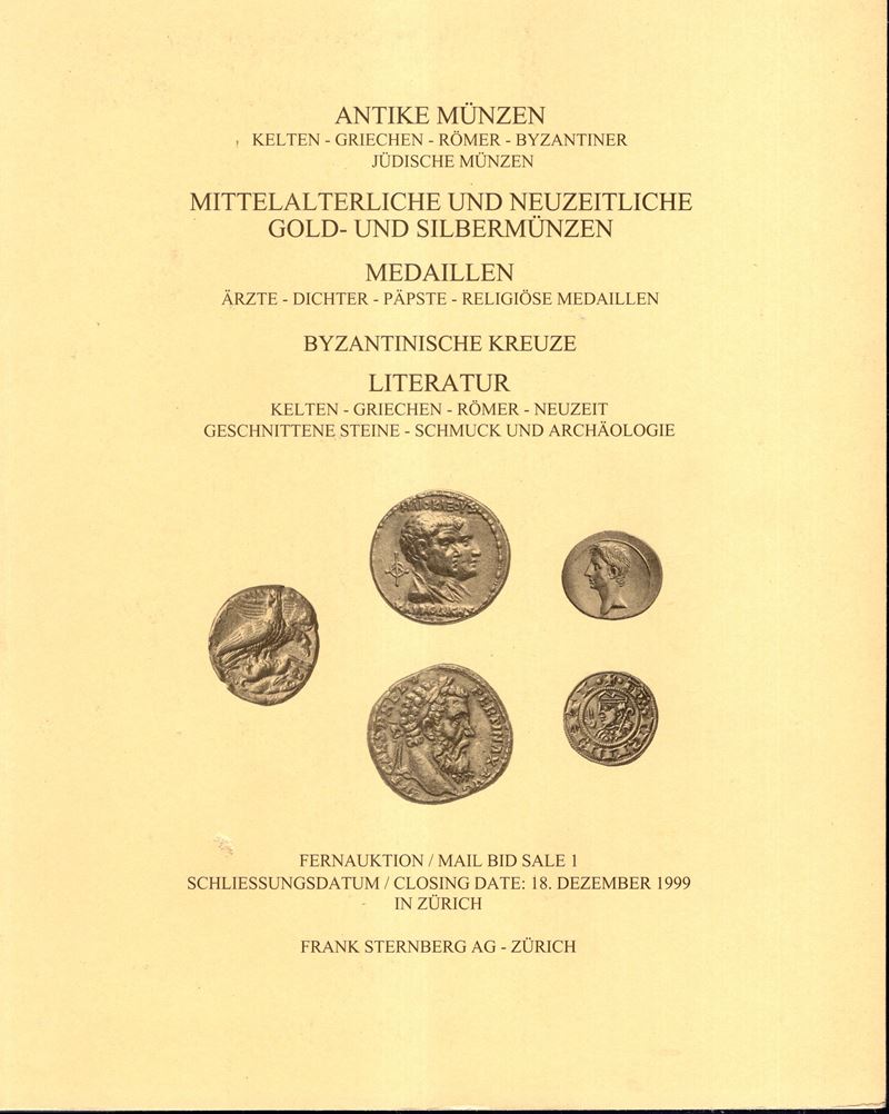 Sternberg Frank Ag. Auktion Mail Bid Sale 1. 18 - Dezember, 1999. Antike Munzen, Mitteralter Und ...