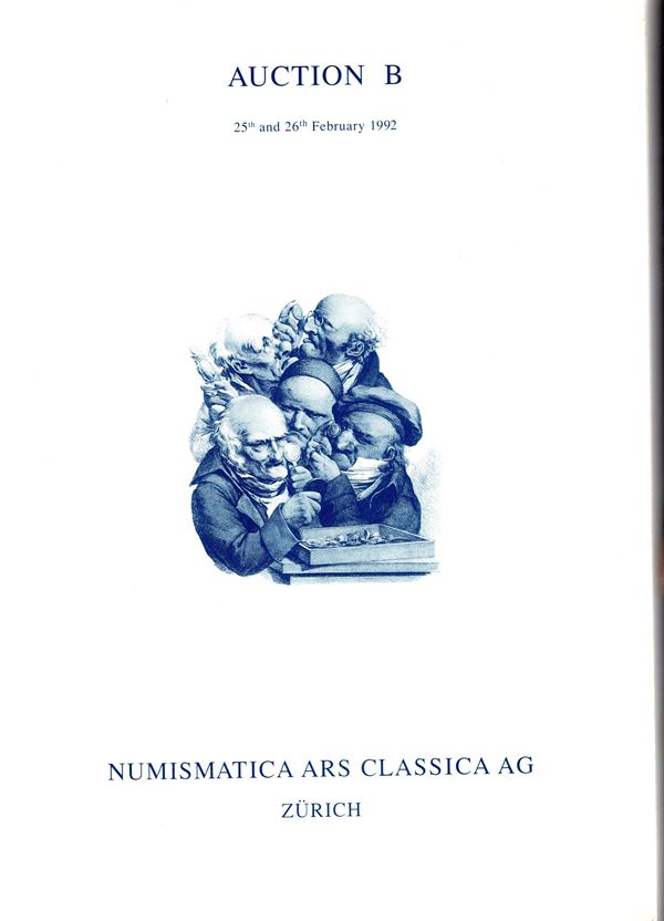 ARS CLASSICA AG - Auction B. Zurich, 25\26 - February, 1992. Greek, roman, Byzantine an Mediaeval coins. Pp 109, lots, 1001-2516, illustrati in tavole. Legatura ed. buono stato, importante serie veneziana. Raro.