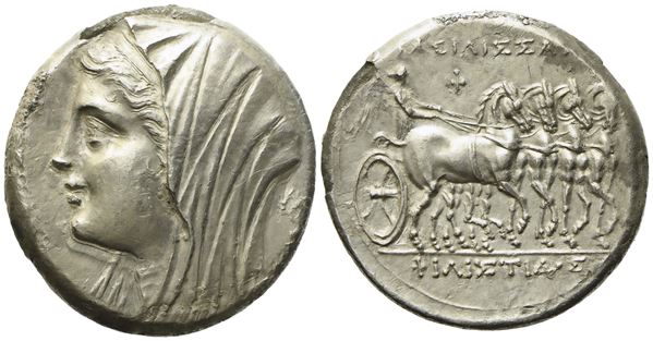 Sicily, Syracuse, Philistis, Wife of of Hieron II (274-216 BC), 16 Litrae or Tetradrachm; AR (12,80 g; 27 mm)