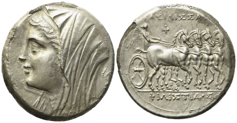 Sicily, Syracuse, Philistis, Wife Of Of Hieron II (274-216 Bc), 16 Litrae Or Tetradrachm; Ar (12,...