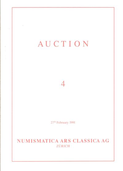Catalogo d’asta, Numismatica classica greca e romana (Zurich, 27 febbraio 1991) con illustrazioni