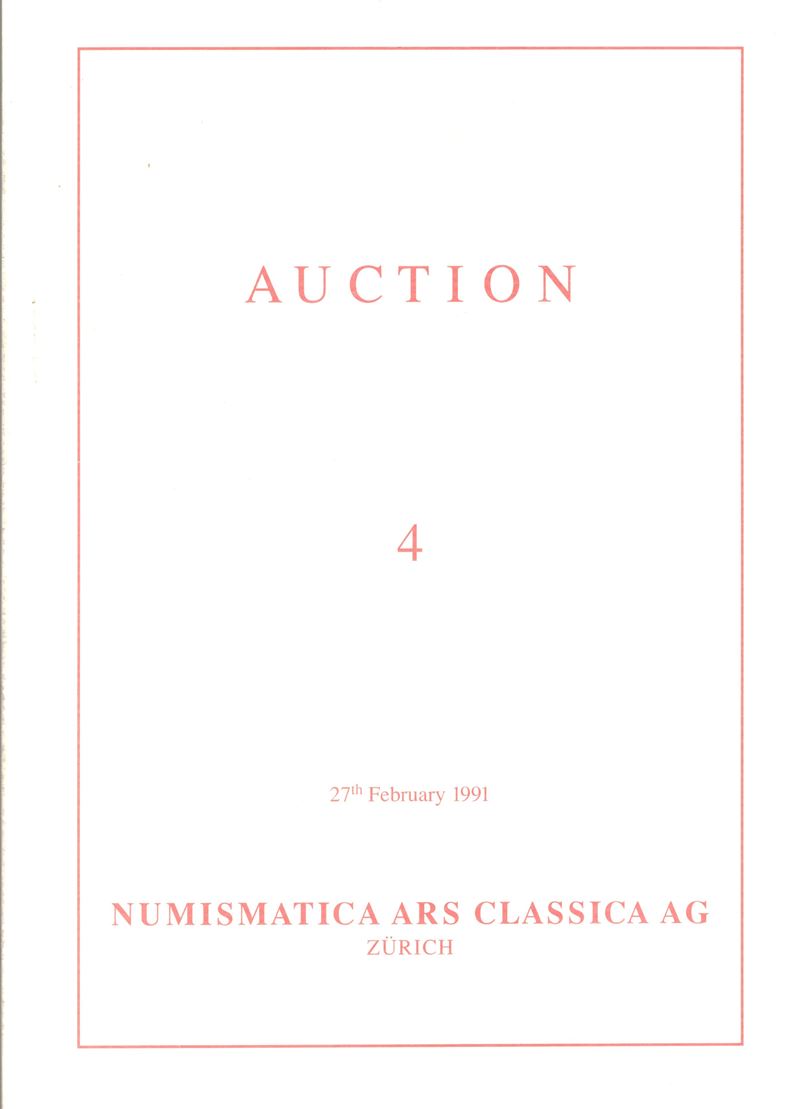 Catalogo d’asta, Numismatica classica greca e romana (Zurich, 27 febbraio 1991) con illustrazioni