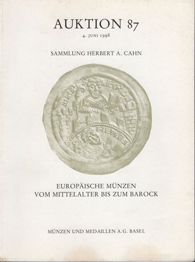 Catalogo d’asta numismatico, MUNZEN und MEDAILLEN. – Auktion 87 (Basel, 4 giugno 1998)