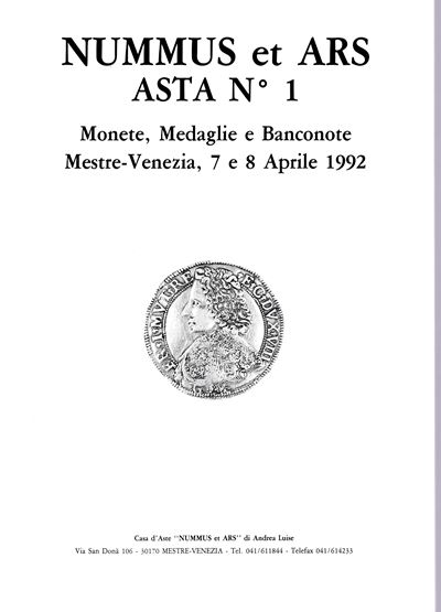 NUMMUS et ARS, catalogo d’asta di monete e collezionismo numismatico (Mestre, 7–8 aprile 1992)