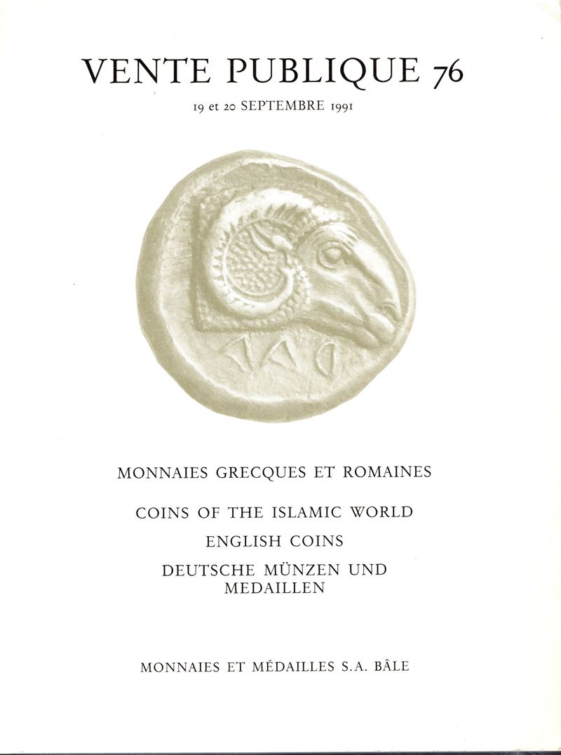 Vente publique 76 (Bâle, 19/20 settembre 1991), Collection Maurice Laffaile, catalogo d’asta numi...