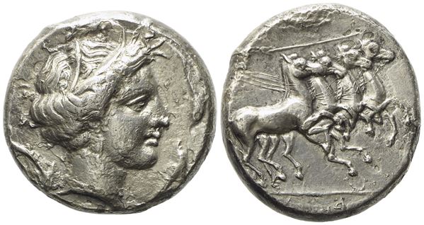 Sicily, Siculo-Punic, Lilybaion as Cape of Melkart (c. 330-305 BC), Tetradrachm; AR (16,64 g; 24 mm)