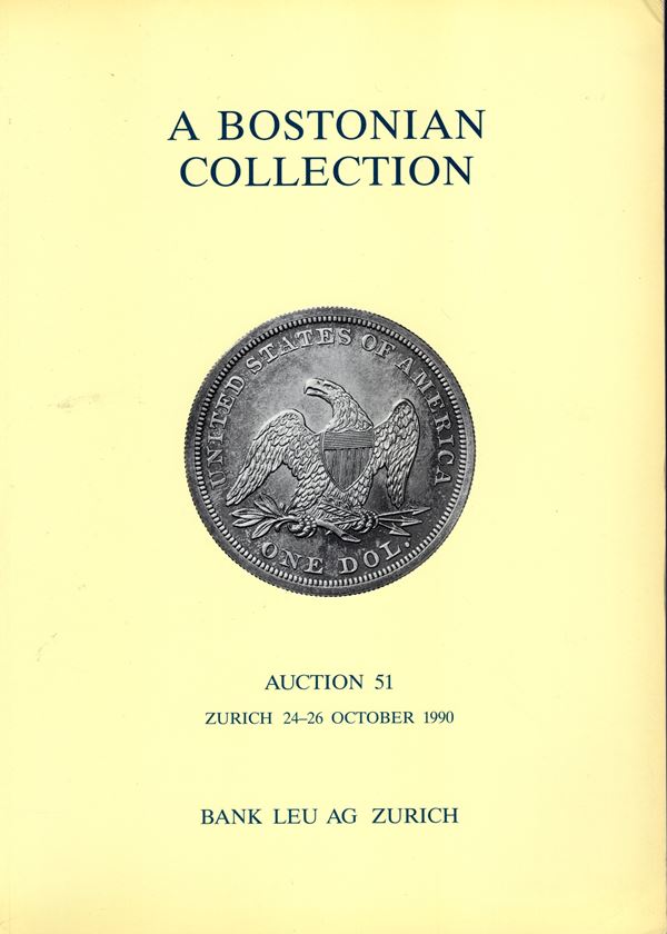 BANK LEU AG. -  Auktion 51. A Bostonian collection.Coins and medals of the european colonial powers, their colonies and indipendent succesirs states in the Americas, the Carribean,Africa and Asia, trade tokens and coin weights, literatur. Pp. 414, nn. 2349, quasi tutti illustrati nel testo. ril ed ottimo stato.