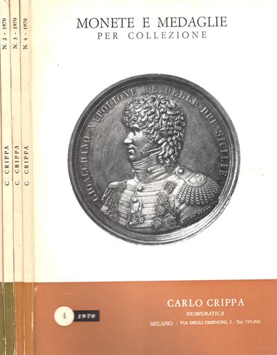 Carlo Crippa, Milano, 1970 — 4 fascicoli completi su monete e medaglie (oro, greche, romane, biza...
