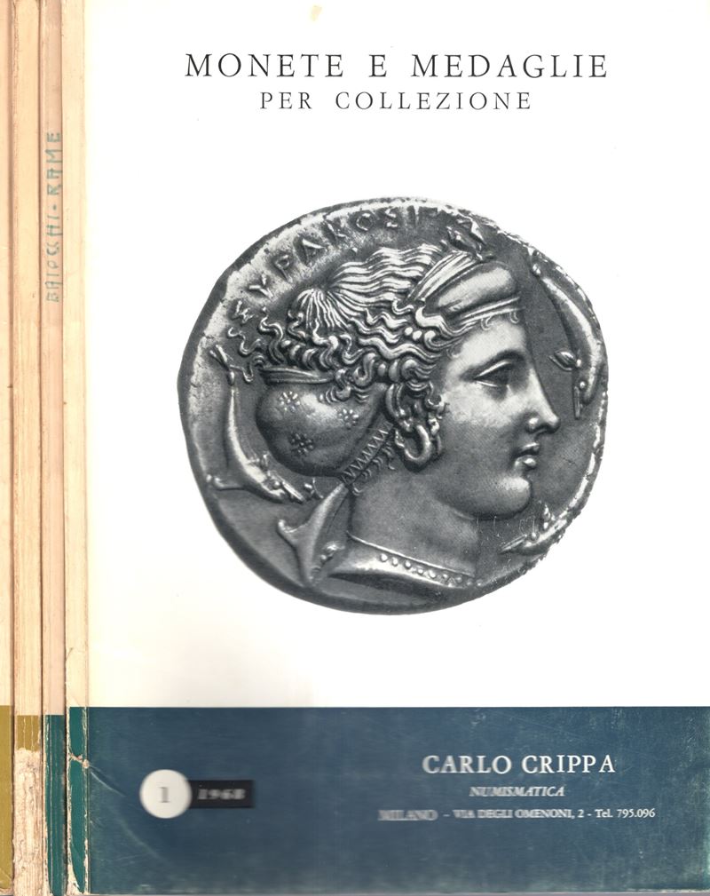 Carlo Crippa, Milano, 1968. Quattro fascicoli completi di numismatica con tavole fuori testo