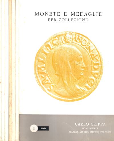Carlo Crippa, Milano 1964 - 6 fascicoli completi con monete in oro e raccolta di numismatica illu...