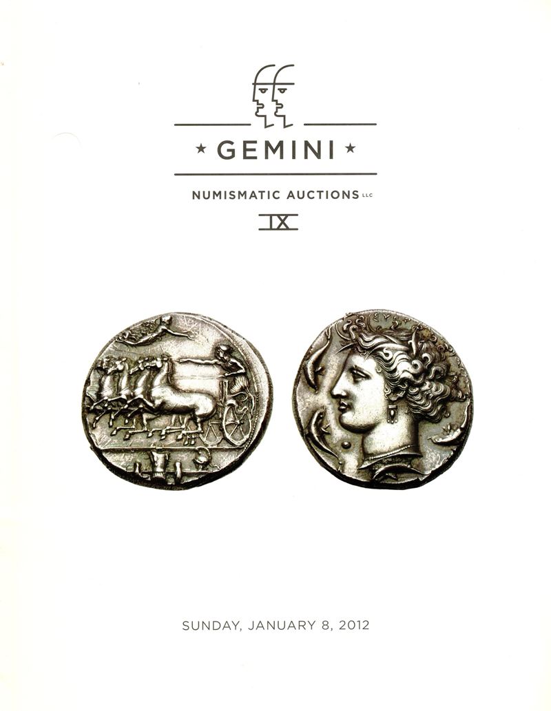 Catalogo d’asta, Gemini — Auction 9 (New York, 8 gennaio 2012), monete antiche e medaglie, 152 pa...