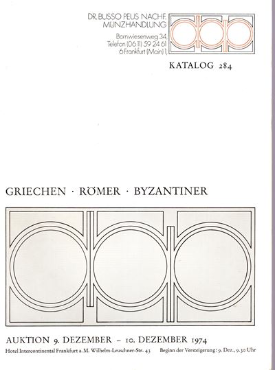 Busso Peus Nachf., Catalogo 284 (Monete greche, romane e bizantine), 9–10 dicembre 1974