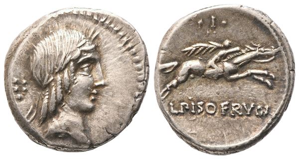 L. Calpurnius Piso Frugi, Denarius, Rome, 90 BC; AR (3,82 g; 17 mm; 3 h)
