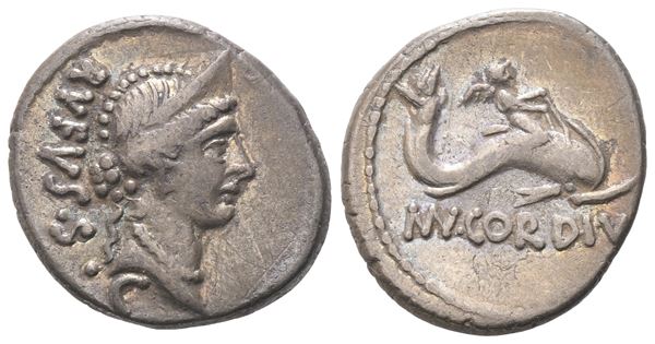 Mn. Cordius Rufus, Denarius, Rome, 46 BC; AR (3,03 g; 18 mm; 7 h)