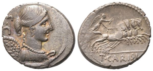 T. Carisius, Denarius, Rome, 46 BC; AR (4,05 g; 18,9 mm; 12 h)