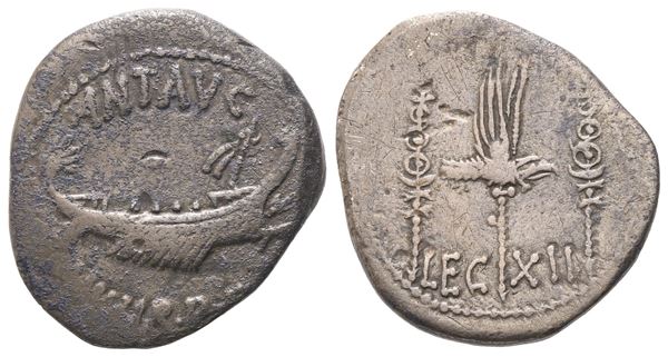 Marcus Antonius, Denarius, Mint moving with Antonius, 32-31 BC; AR (3,29 g; 18,5 mm; 6 h)