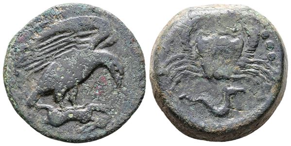 Sicily, Akragas, c. 425-406 BC. Æ Hemilitron (26mm, 14.91g).