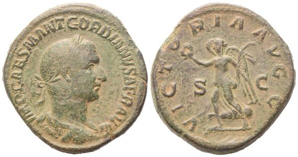 Gordian I (238), Sestertius, Rome; Æ (20,62 g; 31,4 mm; 12 h)