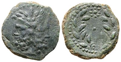 Sicily, Uncertain Roman Mint, C. 200-190 Bc. Æ As (22mm, 5.87g).