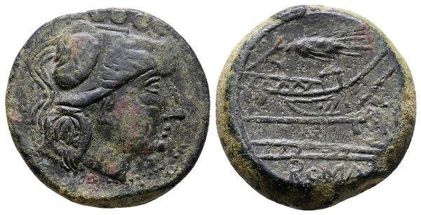Corn-ear and KA series, Sicily, 211-208 BC. Æ Triens (23mm, 11.73g).
