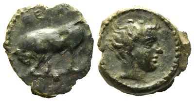 Sicily, Gela (C. 420-405 Bc), Onkia; Æ (1,24 G; 11,2 MM)