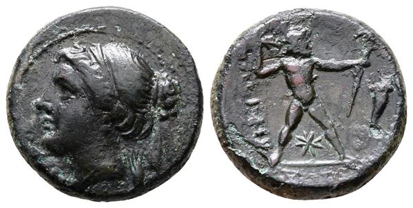 Bruttium, The Brettii, c. 214-211 BC. Æ Half Unit (18mm, 4.53g).