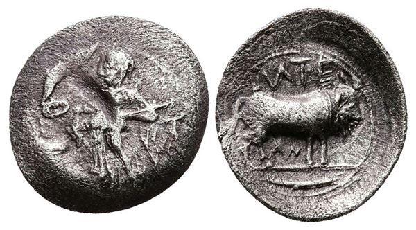 Sicily, Entella. Elymian issues, c. 440-430 BC. AR Litra (12mm, 0.51g).