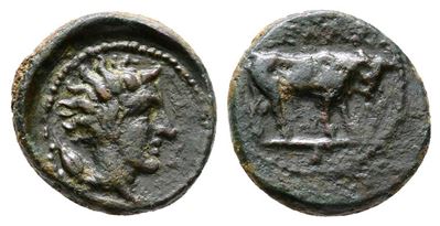 Sicily, Gela, C. 420-405 Bc. Æ Onkia (12mm, 1.24g).