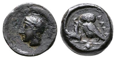 Sicily, Kamarina, C. 410-405 Bc. Æ Onkia (11mm, 1.35g).