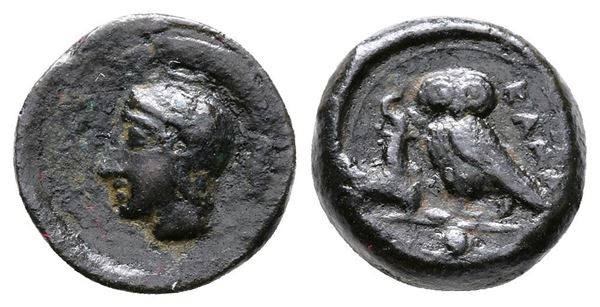 Sicily, Kamarina, c. 410-405 BC. Æ Onkia (11mm, 1.35g).