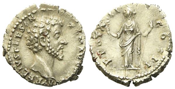 Marcus Aurelius Caesar, Denarius struck under Antoninus Pius, Rome, AD 157-158; AR (g 3,50; mm 18,2)