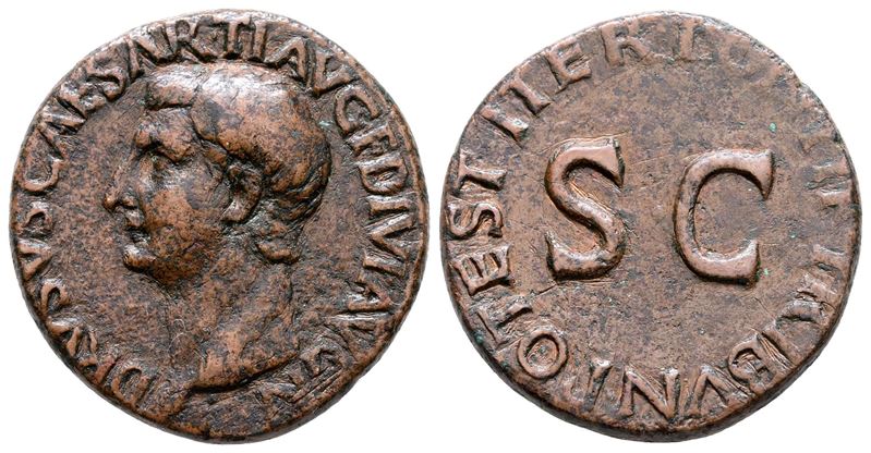 Drusus (caesar, 19-23). Æ As (26 MM, 10.77 G).
