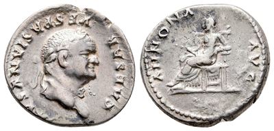 Vespasian (69-79). Ar Denarius (19 MM, 3.50 G).