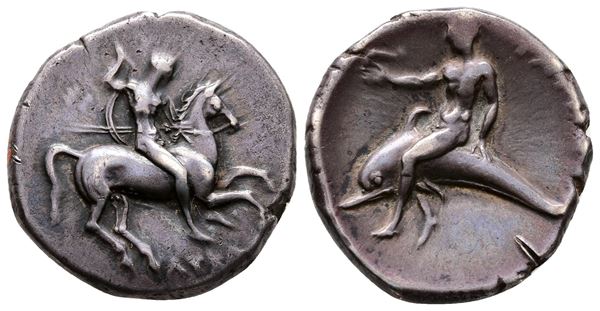 Southern Apulia, Tarentum, c. 302-280 BC. AR Nomos (22 mm, 7.61 g).  - Auction Greek, Roman and Byzantine Coins	 - Bertolami Fine Art - Prague