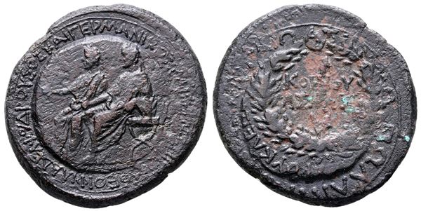 Germanicus with Drusus (Caesar, 15 BC-AD 19). Lydia, Sardis. Æ (29 mm, 12.60 g).