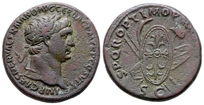 Trajan (98-117). Æ As (27 MM, 12.01 G).